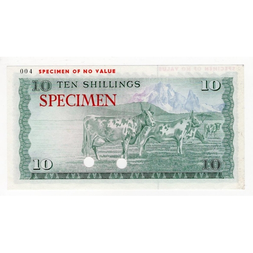 650 - Kenya Central Bank 10 Shillings not dated, SPECIMEN note without serial number or signatures, horizo... 