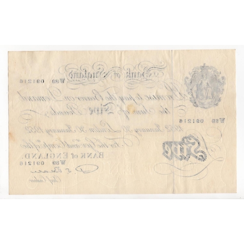 74 - Beale 5 Pounds (B270) dated 30th January 1952, serial W89 091216 (B270, Pick344) small stain at cent... 