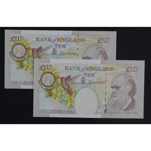 85 - ERROR Cleland 10 Pounds (2) issued 2015, both missing last 4 digits from top left serial number, a c... 