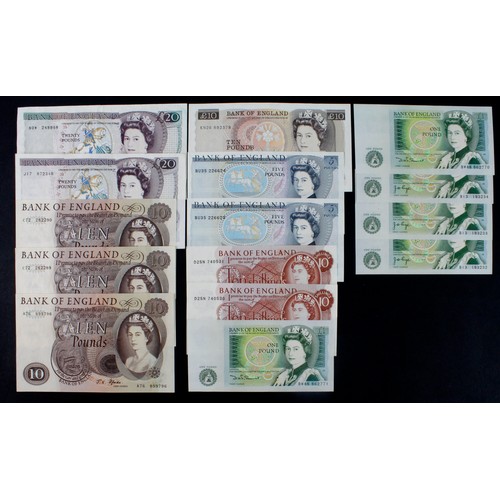 254 - Bank of England (15), a good group of generally high grade notes, 20 Pounds (2) signed Gill & Somers... 