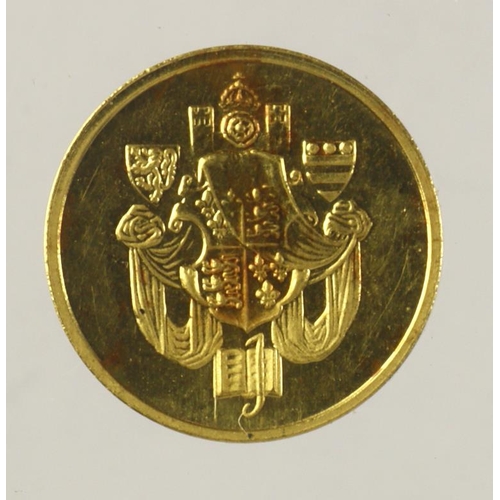 1009 - British Commemorative Medalet, hallmarked 22ct gold, d.13mm, 3.13g: Lady Jane Grey 1553 (20thC issue... 