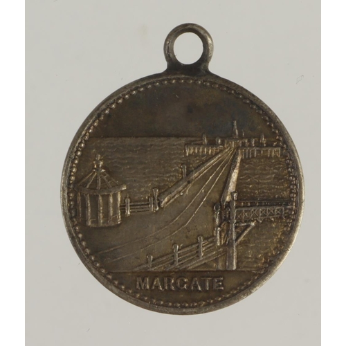 1014 - British Souvenir Medalet, unmarked silver d.17mm, 1.76g: Margate, c.19thC, with initials EJ on rev.,... 