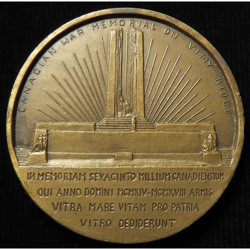 1022 - Canada & France, commemorative medal, bronze d.49.5mm: Vimy Ridge Memorial unveiling 1936, EF