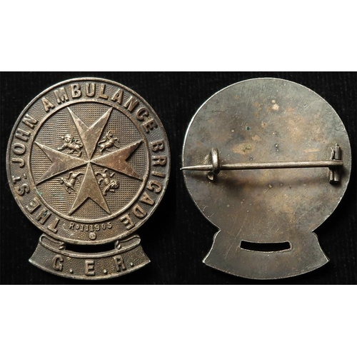 1050 - Great Eastern Railway, The St. John Ambulance Brigade white metal badge.