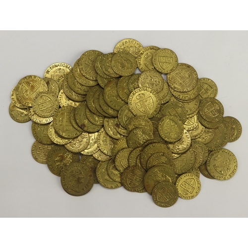 1051 - Imitation Guinea & Half Guinea brass gaming counters (117)