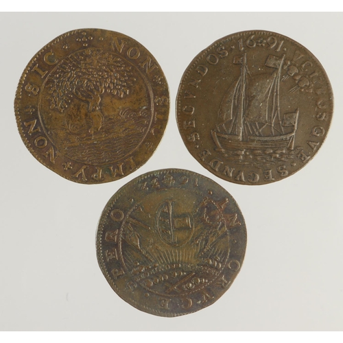 1060 - Netherlands (3) copper Jetons: Prosperity of the Dutch Republic 1616, nEF; Spanish Netherlands 'IN C... 