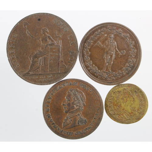 1073 - Tokens (4): Canada, Lower Canada, Halfpenny token by Thomas Halliday. Irishman holding shamrock and ... 