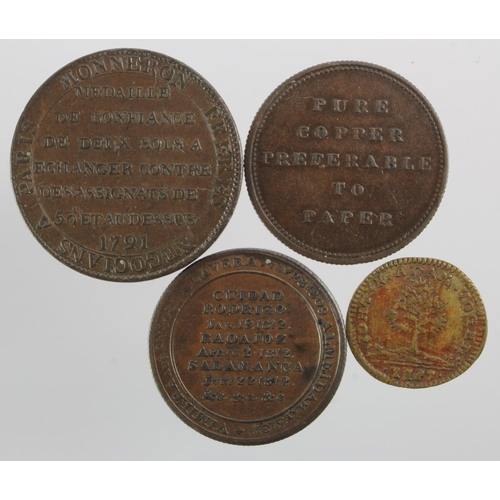 1073 - Tokens (4): Canada, Lower Canada, Halfpenny token by Thomas Halliday. Irishman holding shamrock and ... 