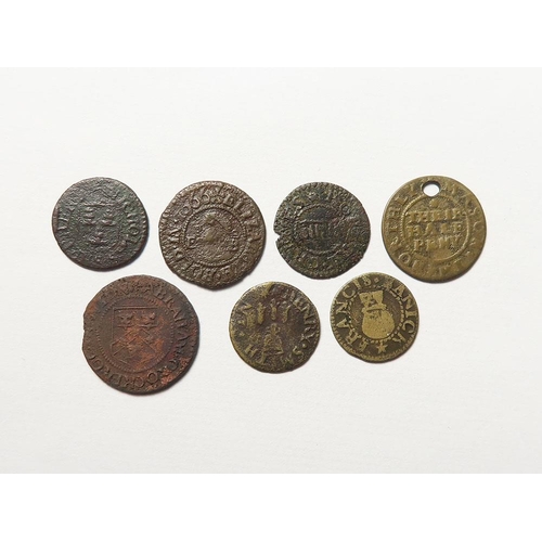 1076 - Tokens, 17thC (7): Canterbury Francis Banick 1/4d Kent #43 VG; London Castle Yard (Holborn) Elizabet... 