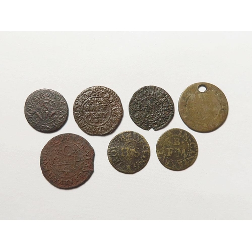 1076 - Tokens, 17thC (7): Canterbury Francis Banick 1/4d Kent #43 VG; London Castle Yard (Holborn) Elizabet... 