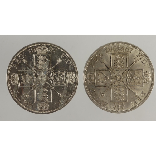 164 - Double-Florins (2) both 1887 roman 1, EF hairlines and nEF