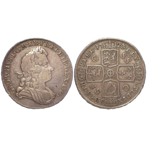 218 - Halfcrown 1723 Decimo, SSC in angles, S.3643, nVF