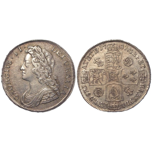 219 - Halfcrown 1731 Qvinto, roses & plumes, S.3692, nEF