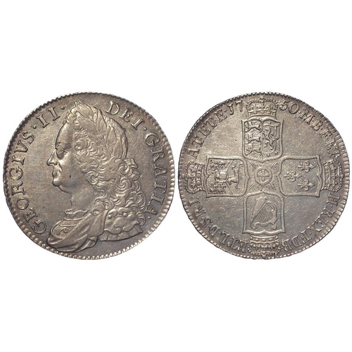 229 - Halfcrown 1750 V.Qvarto, S.3696, scarce, nEF