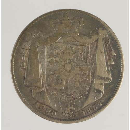 241 - Halfcrown 1837, scarce date, F/GF