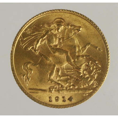 30 - Half Sovereign 1914 EF, tiny edge nick.