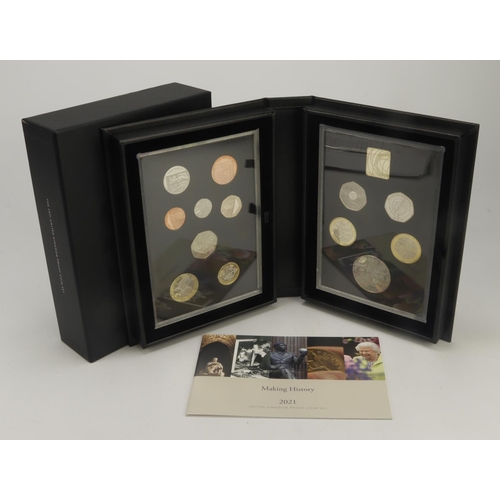 363 - Royal Mint: The 2021 United Kingdom Proof Coin Set (black book) FDC cased with certs and sleeve.