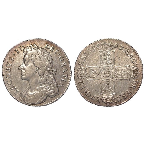 370 - Shilling 1687/6, G over A in MAG, S.3410, VF