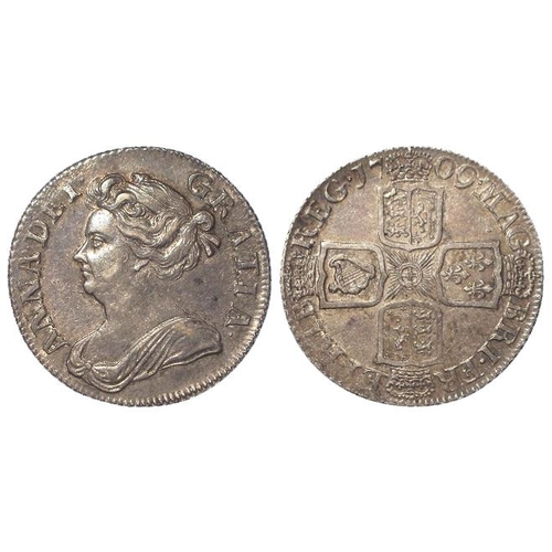 376 - Shilling 1709 plain, S.3610, lightly toned GVF