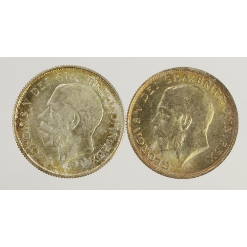 388 - Shillings (2) George V: 1915 and 1926 2nd Coinage, both iridescent AU