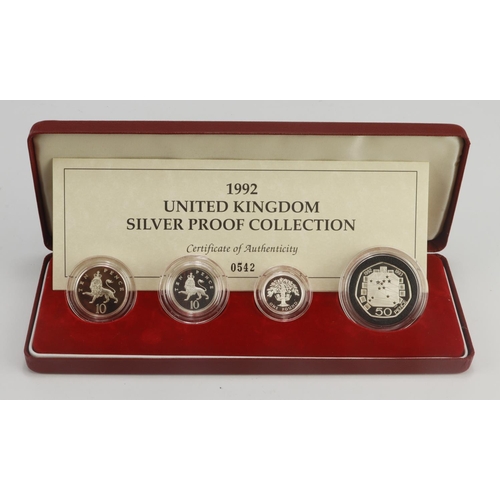 390 - Silver Proof Collection 1992 (four coin set) One Pound, Fifty Pence & Ten pences x2. aFDC/FDC boxed ... 