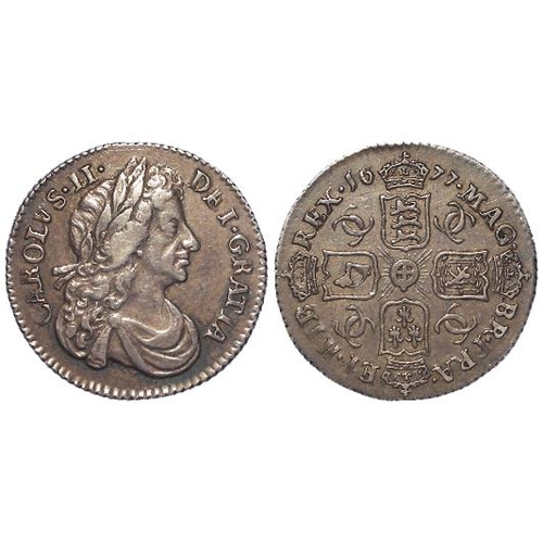 392 - Sixpence 1677 toned VF