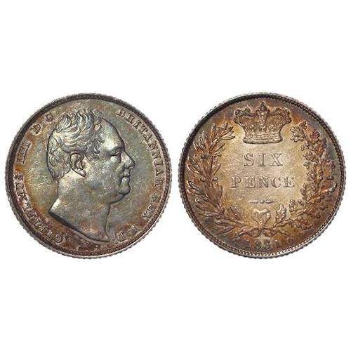 399 - Sixpence 1831 iridescent toned aEF