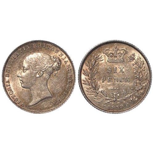 400 - Sixpence 1858 lightly toned EF