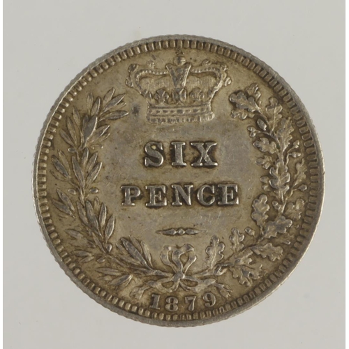 401 - Sixpence 1879 no die number, S.3911, GVF/nEF