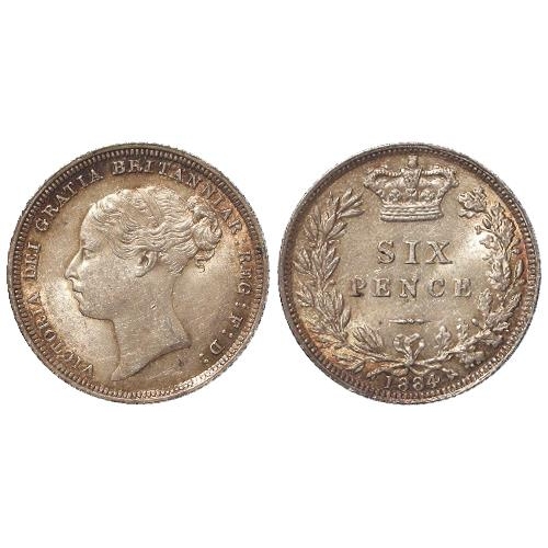 402 - Sixpence 1884 lightly toned EF