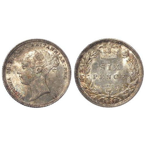 403 - Sixpence 1887 young head, S.3912, lightly toned EF