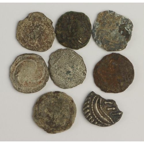 589 - Anglo-Saxon Sceats (8) either low grade, base core contemporary forgeries or damaged.