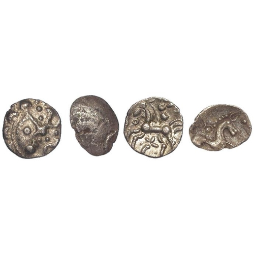 594 - Celtic Britain silver units (2): Dobunni, Allen type, head r. / triple tailed horse l., flower below... 