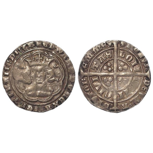 605 - Edward III pre-treaty 1351-61 silver Groat of London, nick in V of CIV therefore S.1567. 4.53g. F/GF