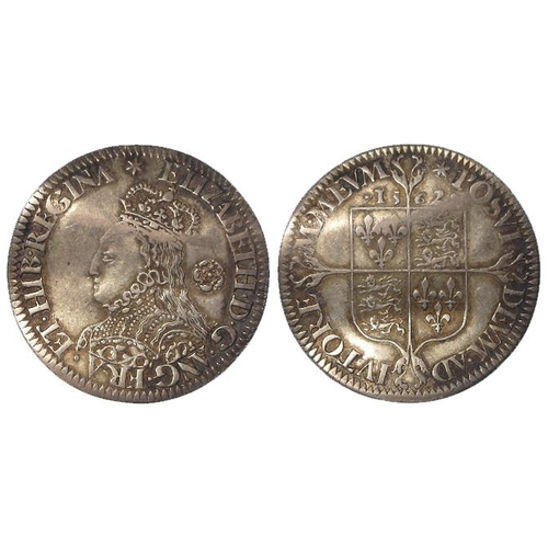 619 - Elizabeth I milled silver Sixpence 1562 mm. star, large broad bust, S.2596, 2.94g. Slightly bent as ... 