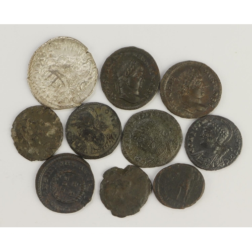 648 - Roman Imperial (10) assortment including 4x high grade AE Folles of Constantine I 'the Great', Const... 