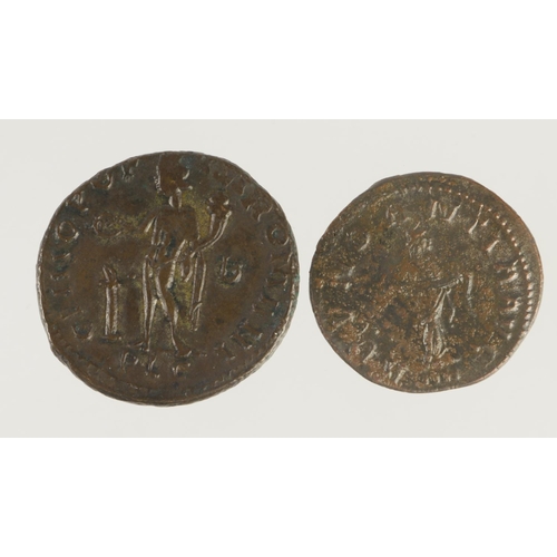 651 - Roman Imperial bronze coins of Lugdunum (Lyon) (2): Probus radiate Antoninianus, Abundantia std. r. ... 