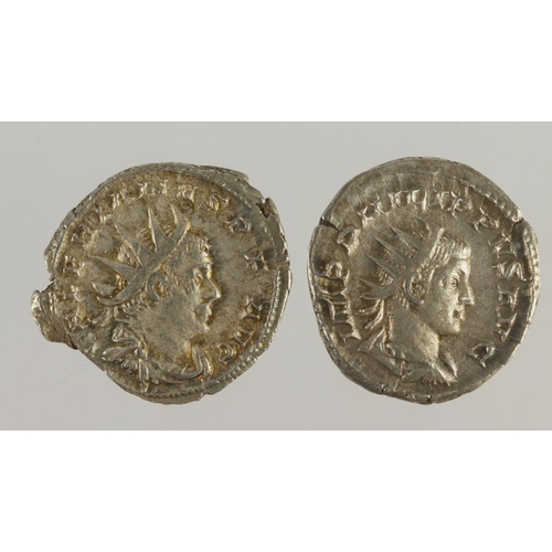 652 - Roman Imperial silver Antoniniani (2): Philip II, 247-249, emperors seated l. on curule chairs type,... 