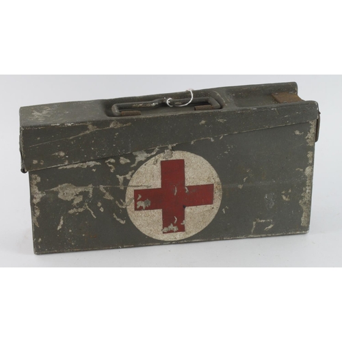 1003 - German 1941 Dated Aluminum MG Ammo Tin used as a First Aid Box. The lightweight tins were favored by... 