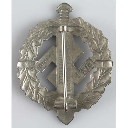 1008 - German 3rd Reich 1st Pattern S.A Silver Sports Badge. Maker Berg & Nolte.