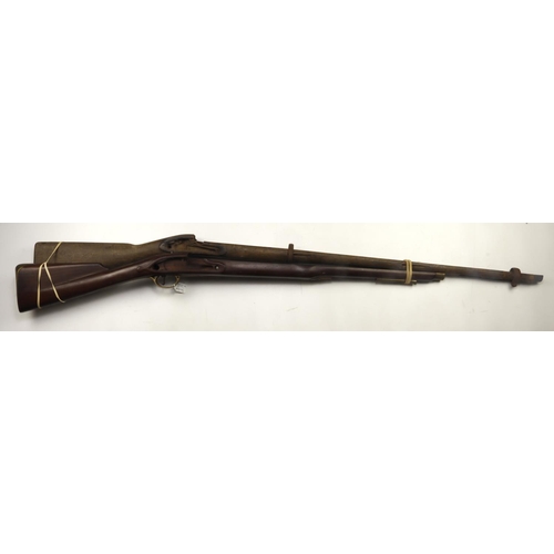 102 - Military Stocks (2) *worn stock and two barrel bands for a percussion rifle. *a good stock, trigger,... 