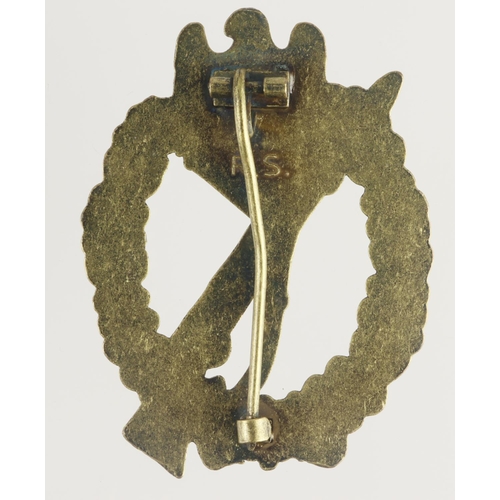 1030 - German 3rd Reich Infantry Assault Badge, maker marked 'R.S.'.