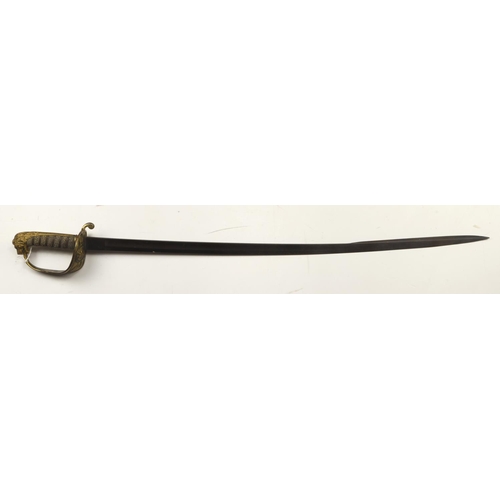 104 - Naval Offivers 1827 Pattern Sword, plain unmarked blade 28.5