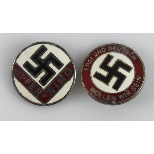 1048 - German 3rd Reich NASDP Party badges x2.