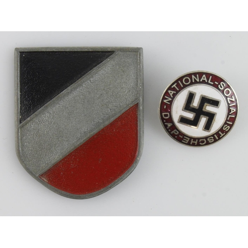 1049 - German 3rd Reich NASDP pin badge and Africa corps helmet badge.