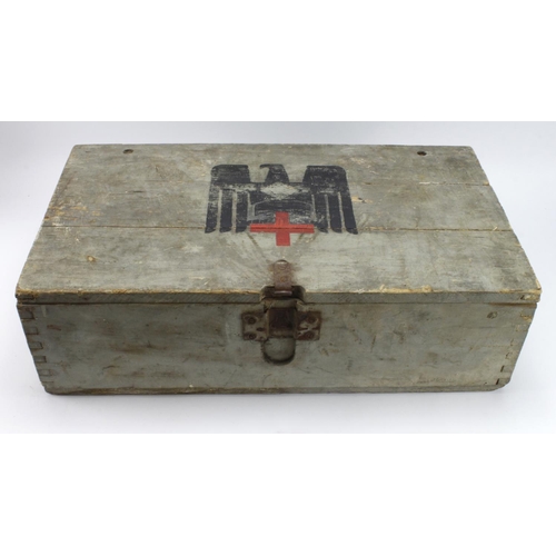 1172 - German Red Cross wooden box, de-nazified but eagle intact.