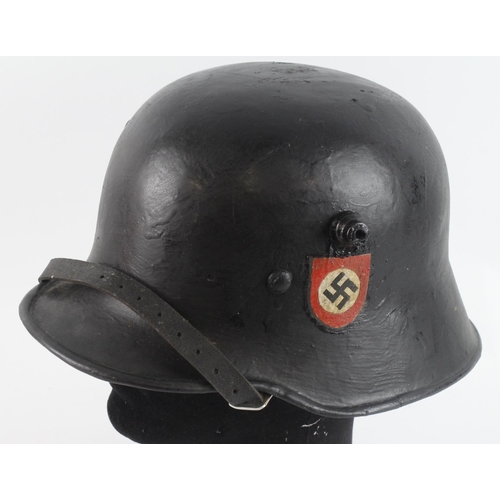 1189 - German SS Fibre helmet, worth viewing, has WW1 style liner & chin strap, early SS style using WW1 St... 