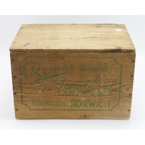 126 - Rosson’s of Norwich Rare Cartridge Transportation Crate, mid-20th Century, pine, crisp graphics ‘Ros... 