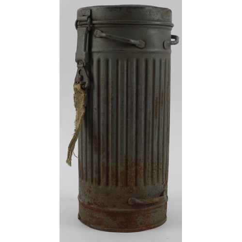 1270 - Rare WW2 German Kriegsmarine Gas Mask Canister. Named to a Sailor who was aboard the SMS Schlesien. ... 