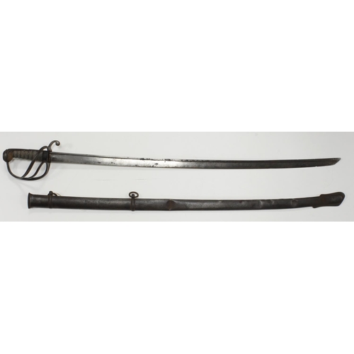 149 - Sword 1821 pattern pipe back Victorian Light Cavalry Officers in its steel scabbard.